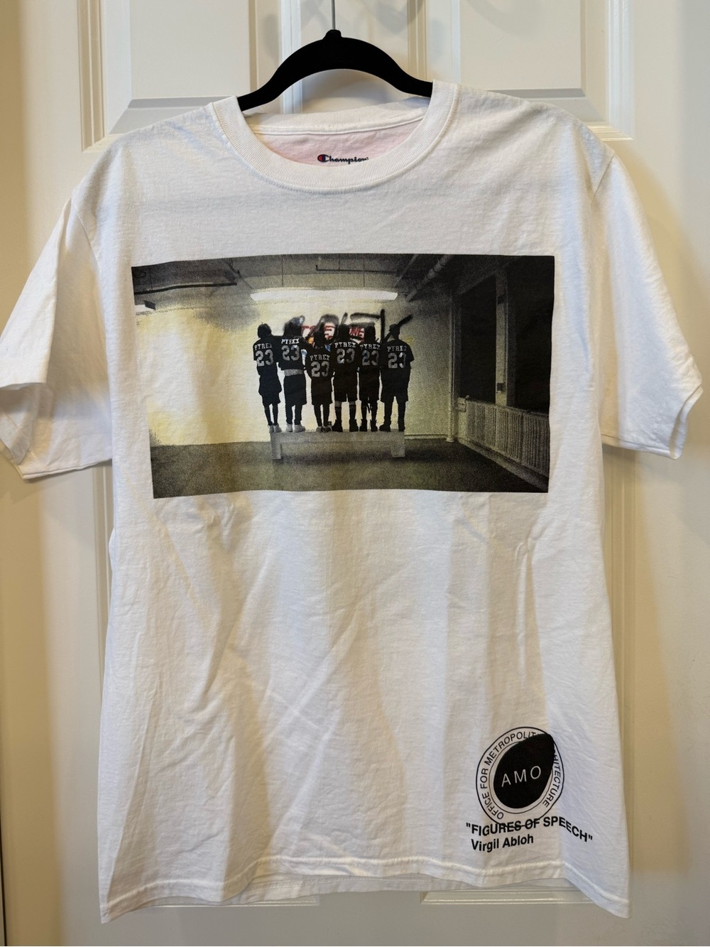 Champion x Virgil Abloh White Graphic Tee with Photo Print-Pyrex 23